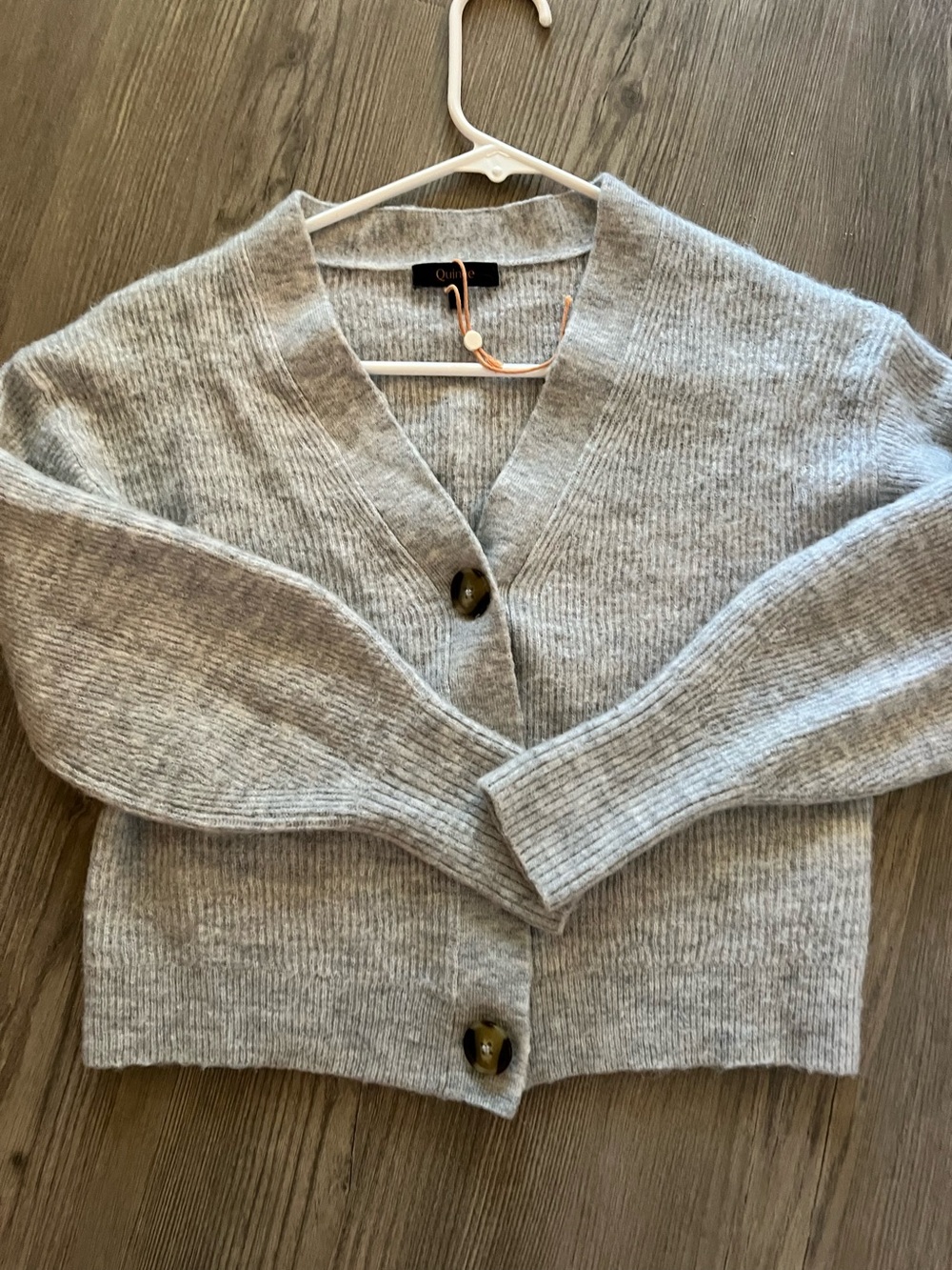 Quince Gray V-Neck Button Cardigan Sweater - size S, NEW